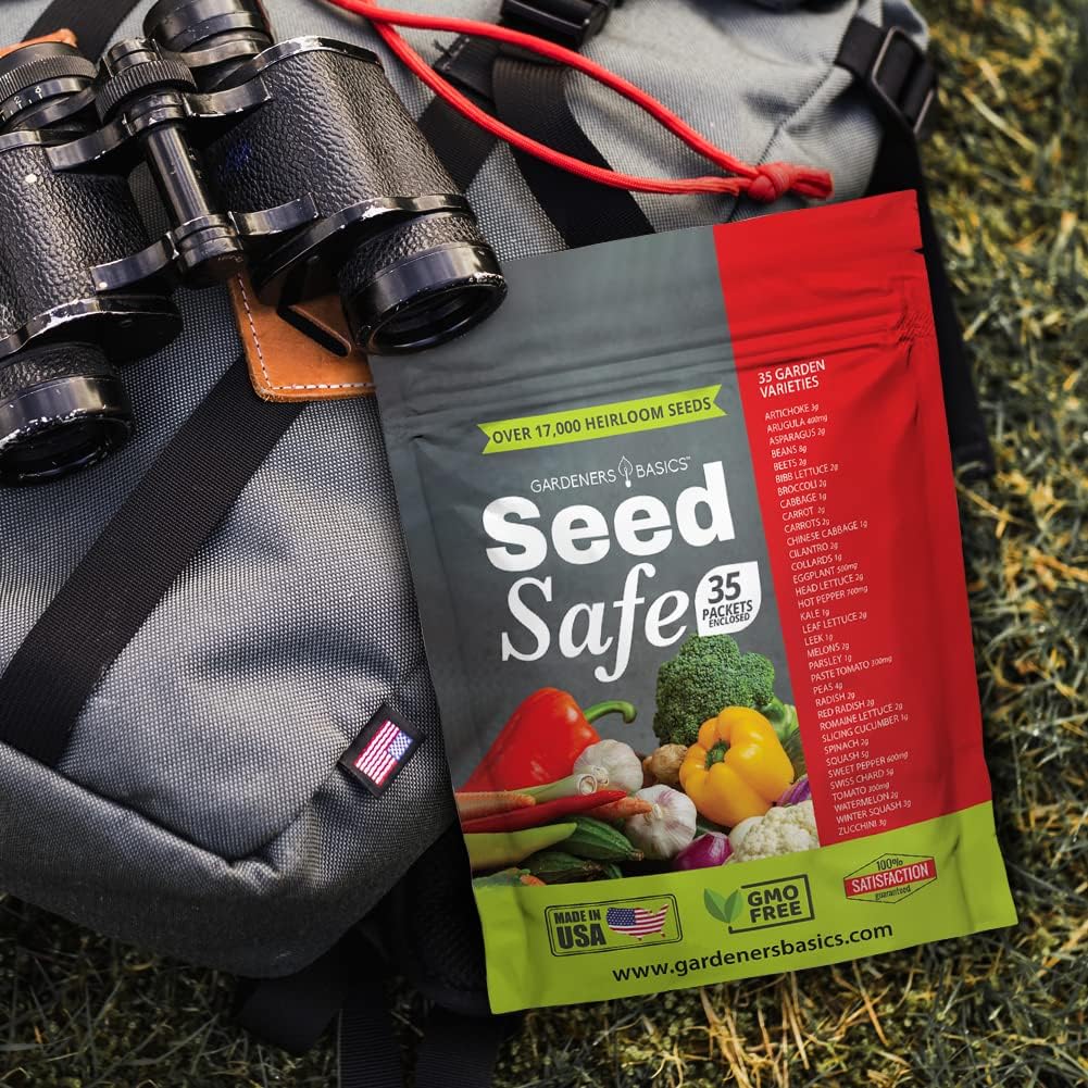 Gardeners Basics Seed Safe Kit – 35 Easy-to-Grow Heirloom Vegetable Seeds for Beginners – Non-GMO Garden Starter Set with 17,000+ Seeds – Perfect Gardening Gift for New Gardeners or Families