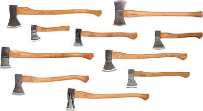 1844 Helko Werk Germany Axe Collection - 10 Traditional Axes - Hinterland, Saxon, Spaltaxt, Mini Spalter, Bavarian, Hessen, Black Forest Woodworker, Rheinland Pack Axe, Rheinland Hatchet, Wölfling