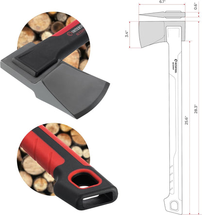 INTERTOOL Splitting Axe for Firewood 28” Maul Wood Splitter Ax Tool for Deeper Cuts, Chopping, Kindling, Camp, Survival - Shock Absorbing MAX Grip Handle, Sheath - HT08-0297