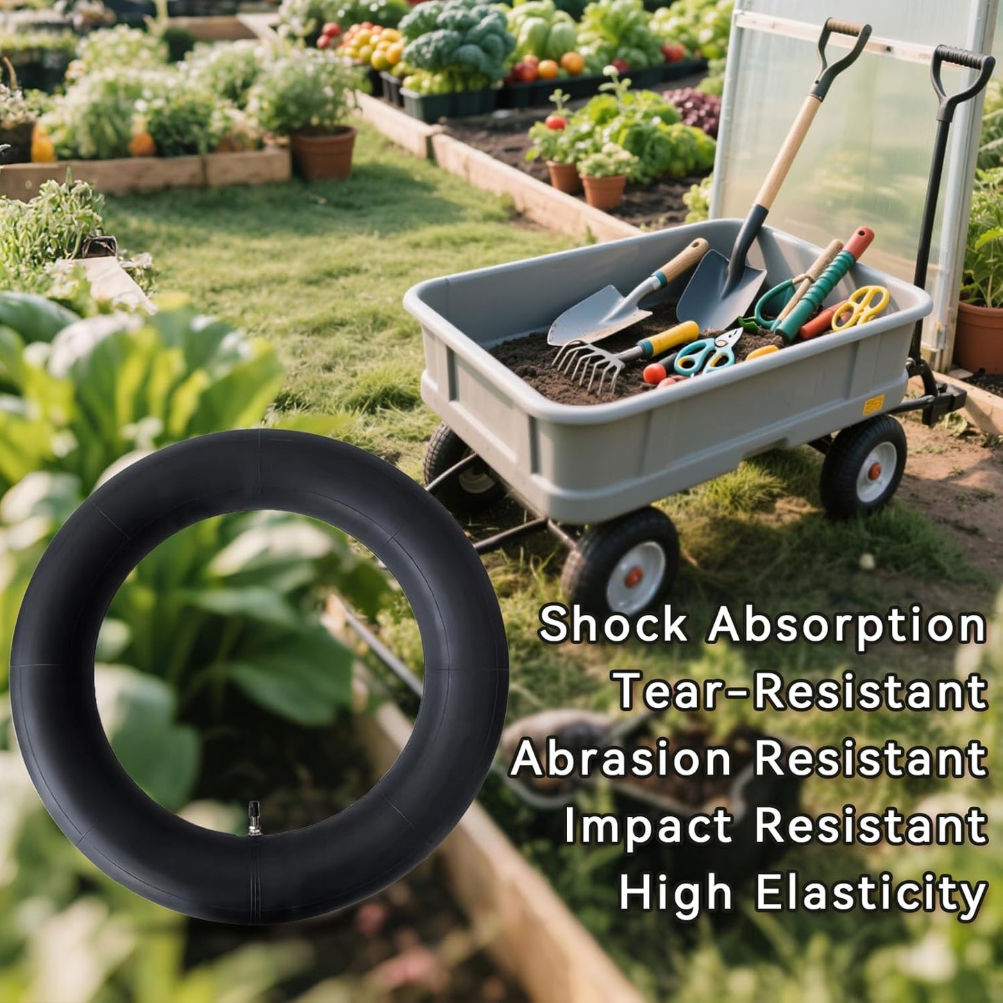 4.80/4.00-8" Inner Tubes 4.80-8 4.00-8 480/400-8 with Straight Valve Stem for Wheelbarrow, Hand Truck, Garden Cart, Mowers Pack of 2