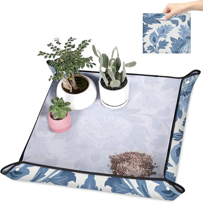Flower Aztek Foldable Garden Hand Transplanting Succulent Tools,Waterproof Thickened Repotting Mat Plant Tag, Miniature Planting Indoor Fairy Care,Potting,Cactus,Houseplant Bonsai Tool Kit Gift