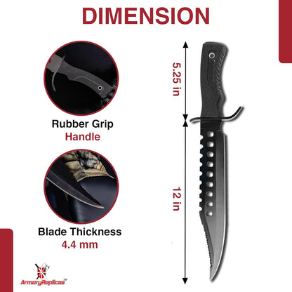 Armory Replicas Night Stalkers Marine Force Recon Hunting Outdoor Survivors Sawback Knife 17 Inches Black