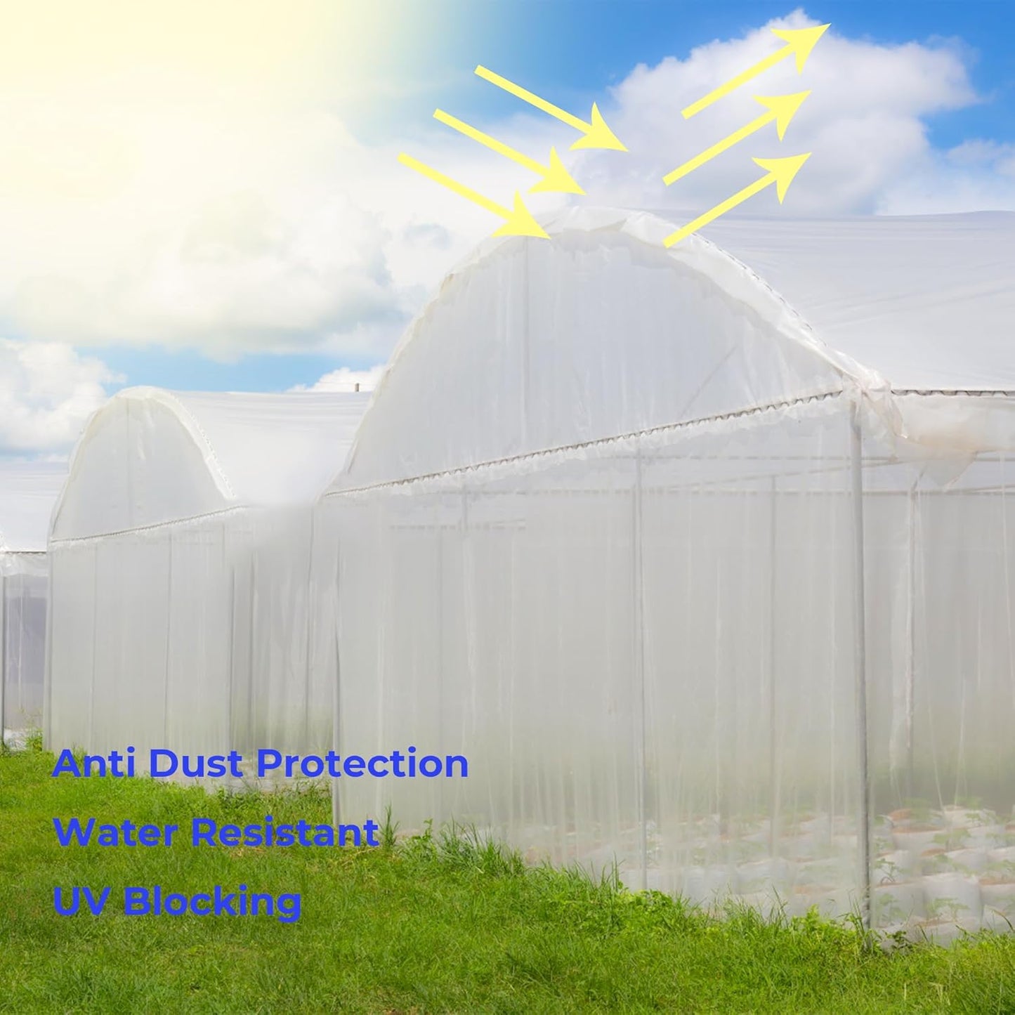Greenhouse Film 25 x 40Ft Greenhouse Plastic Plant Covers Freeze Protection UV Resistant PE Clear Film for Plants Dust Proof Resist Cold Weather Heavy Rainfall Strong Winds