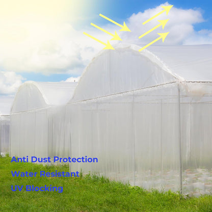 Greenhouse Film 25 x 40Ft Greenhouse Plastic Plant Covers Freeze Protection UV Resistant PE Clear Film for Plants Dust Proof Resist Cold Weather Heavy Rainfall Strong Winds
