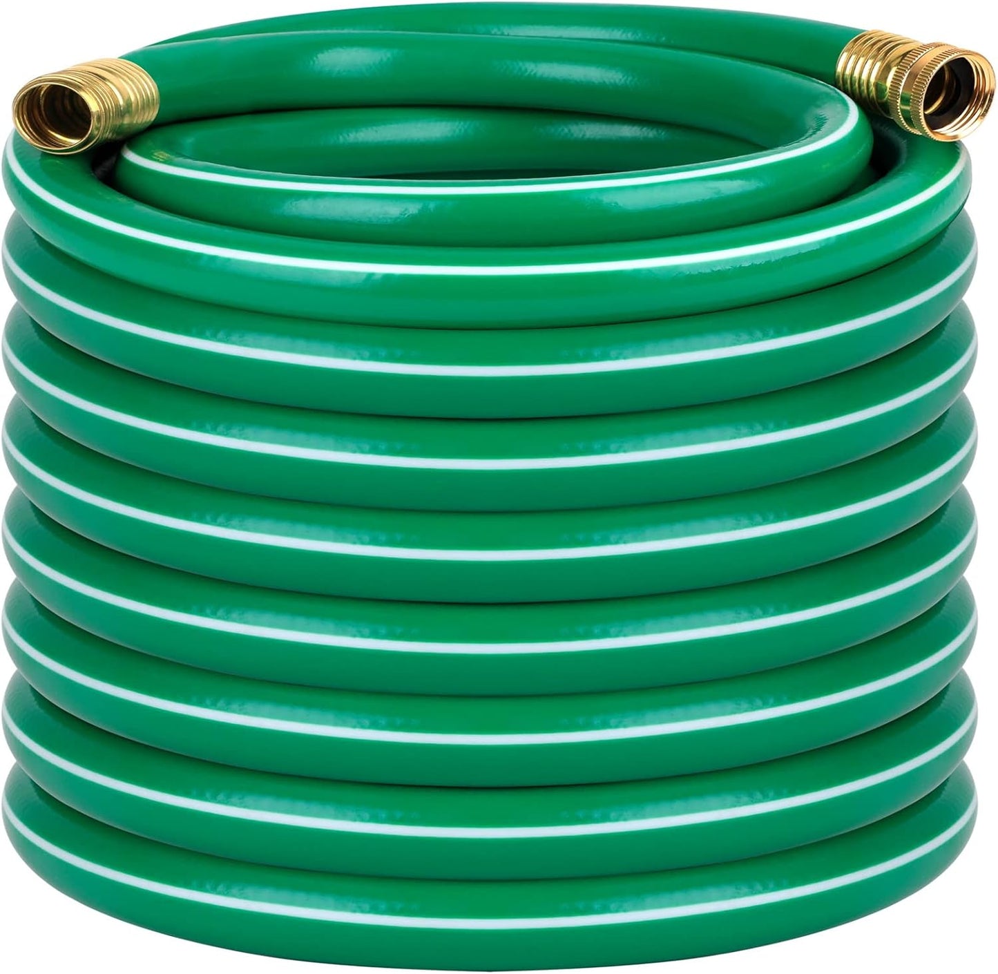 Worth Long Lead-in Green Garden Hose 5/8 in. x 100 ft. -Kink Free, No Leaking, Male/Female Fittings -Heavy Duty Durable Flexible Lightweight Water Pipe -Brass Aluminum Ends for Household & Yard Use