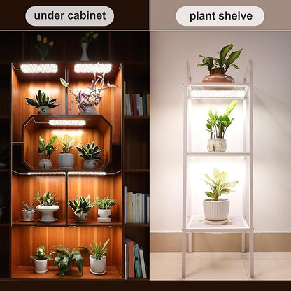8Pack Flat Panel Grow Lights for Indoor Plants, Seed Starting, Vegetables with 4/8/12 Hr Timer, 80W Full Spectrum LED Plant Growing Lamps for Cabinet/Shelves/Greenhouse, Plug-and-Play, Connect Freely