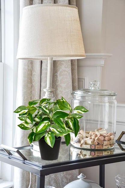 Artificial Plants Indoor Small Fake Plants in Pots Faux Pothos N‘ Joy Potted Plant Fake Indoor Plants with Black Pots for Bathroom Living Room Office Desk Shelves