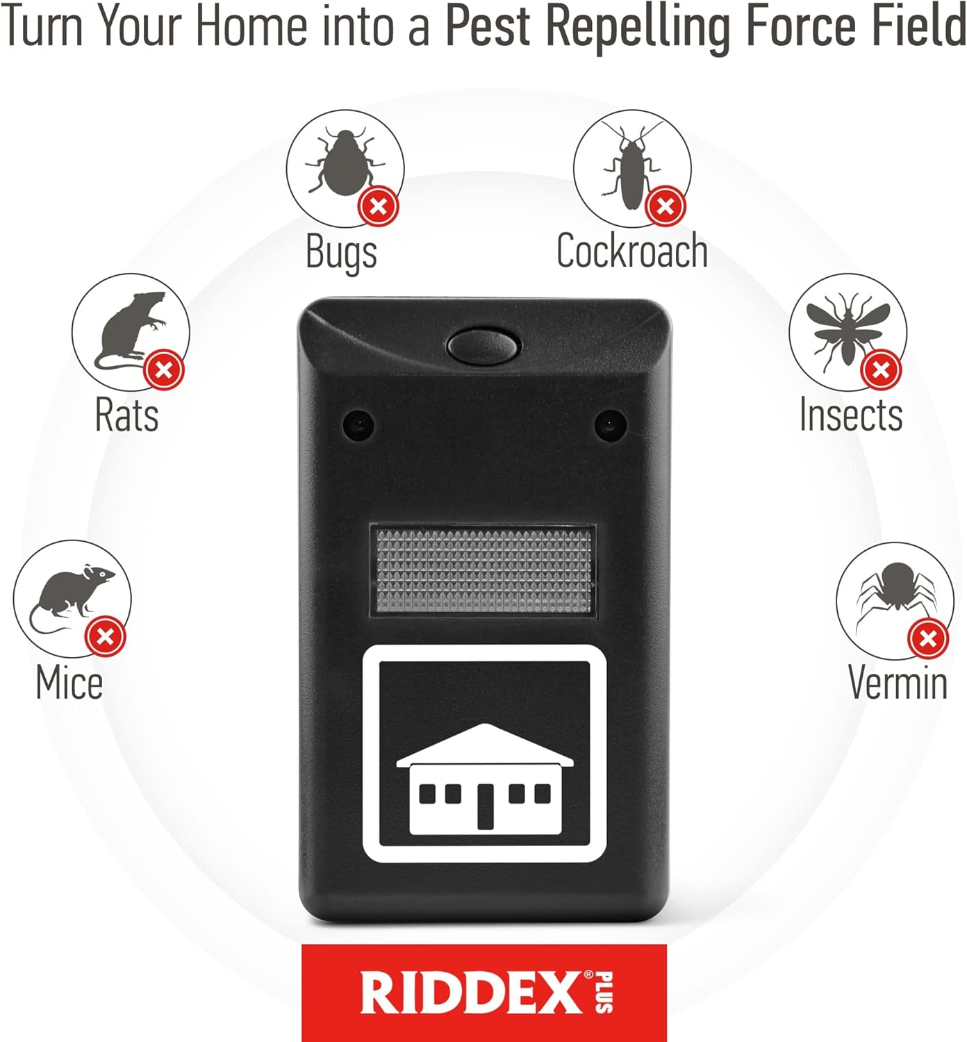 RIDDEX Plus Insect Repellent - Plug in, Mouse Deterrent - Pest Control for Defense Against Rats, Mice, Roaches, Bugs and Insects - Pests Repellents | Black