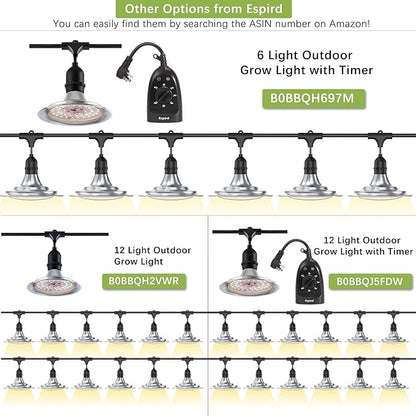 Espird Outdoor Grow Light, Greenhouse String Grow Light, Waterproof Plant Growing Lamps, UL Certified LED Grow Lights for Greenhouse Garden, 21.3FT Full Spectrum Grow Light for Veg Seedling Flower
