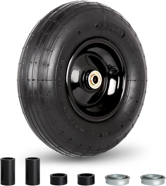 4.00-6 Tire and Wheel, 13" Wheelbarrow Pneumatic Tire, 5/8" & 3/4" Bearings, 1.75-6" Centered
