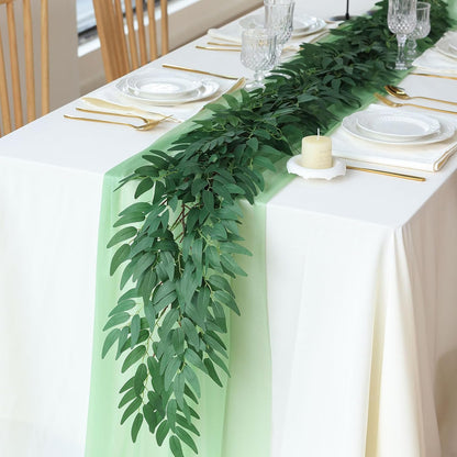 mizii 5 Packs 390" Artificial Vines Willows Garland Fake Vine Italian Ruscus Silk Green Leaves Faux Plants Greenery Decoration for Bedroom Room Wall Party Table Centerpieces Wedding Arch Decor