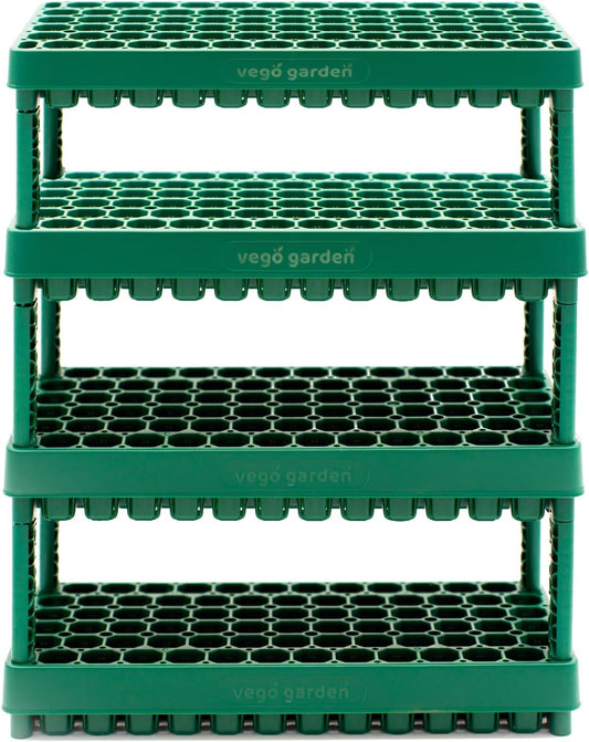 Vego garden 10" x 20" 76 Cells Seed Starter Tray Stackable Seedling Starting Germination Trays for Plants Planting Vegetables Herbs Flowers, 4 Sets
