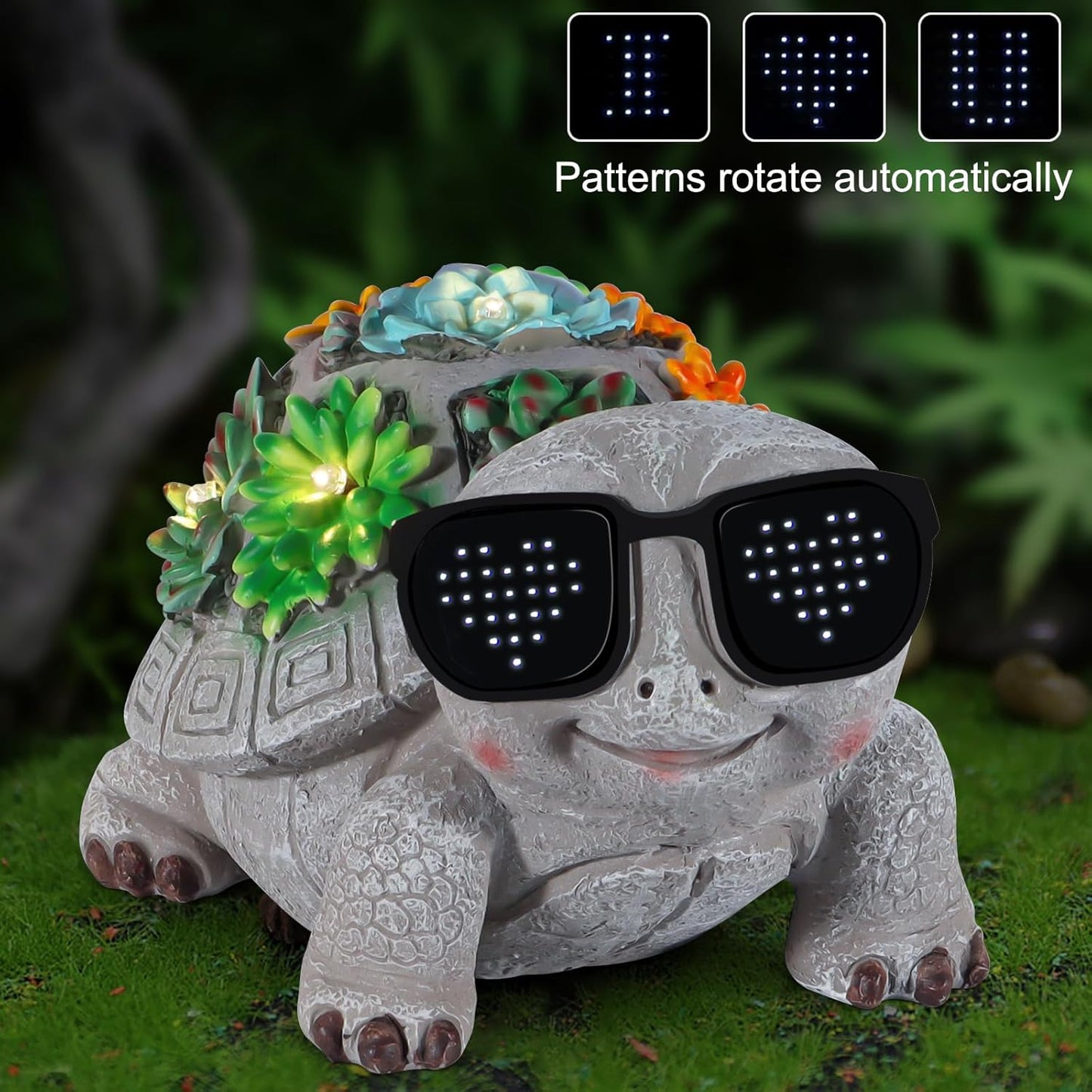 Solar Garden Statues Turtle with Succulent and LED Lights Birthday Gifts for Women Mom Grandma Solar Outdoor Decor for Patio Backyard Yard Lawn Decoration-Unique Housewarming Gifts