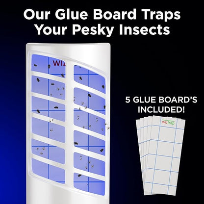 Large Indoor Plug in Fly Trap, 21 UV LED Bulbs, 5 Sticky Glue Board Refills, A Home Gnat Trap, Moth, Flies, Bug, & Mosquito Trap! (1 Device 5 Glue Boards)