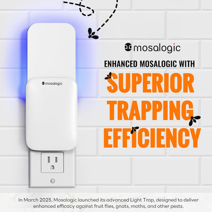Mosalogic Fruit Fly Traps for Indoors Gnat Trap for House Indoor- 600 Sqft Protection Area UV Fly Insect Trapper for Fruit Flies，Gnat，Mosquito，and Other Flying Insect Plug in Bug Killer White