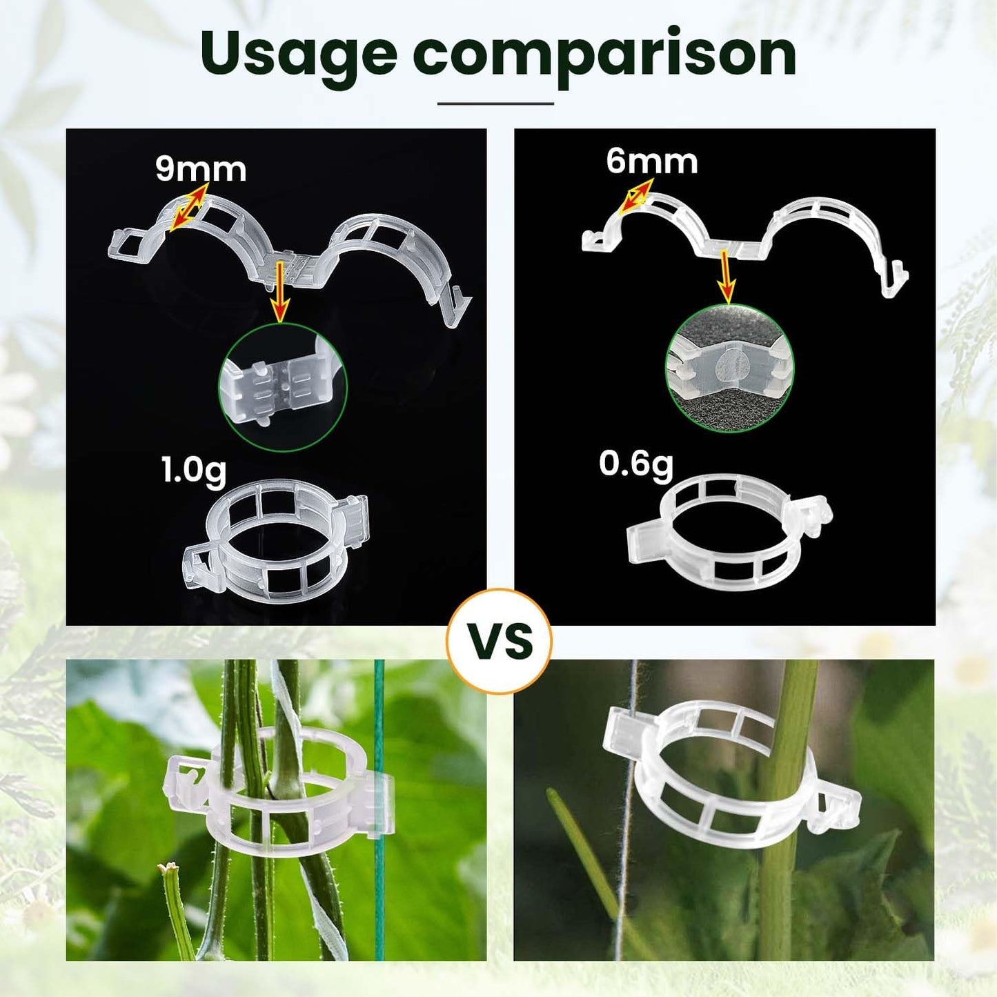 100pcs Plastic Plant Clips Reusable Garden Clips,Secured Plant Clips for Trellis&Vine Support Tomato Clips for Climbing Plants Enhance Upright Growth & Healthiness (100, CleanWhite)