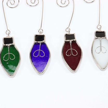 Bieye W10102 7PCS Tiffany Style Stained Glass Window Hangings for Home Decor (Christmas Light Bulb)