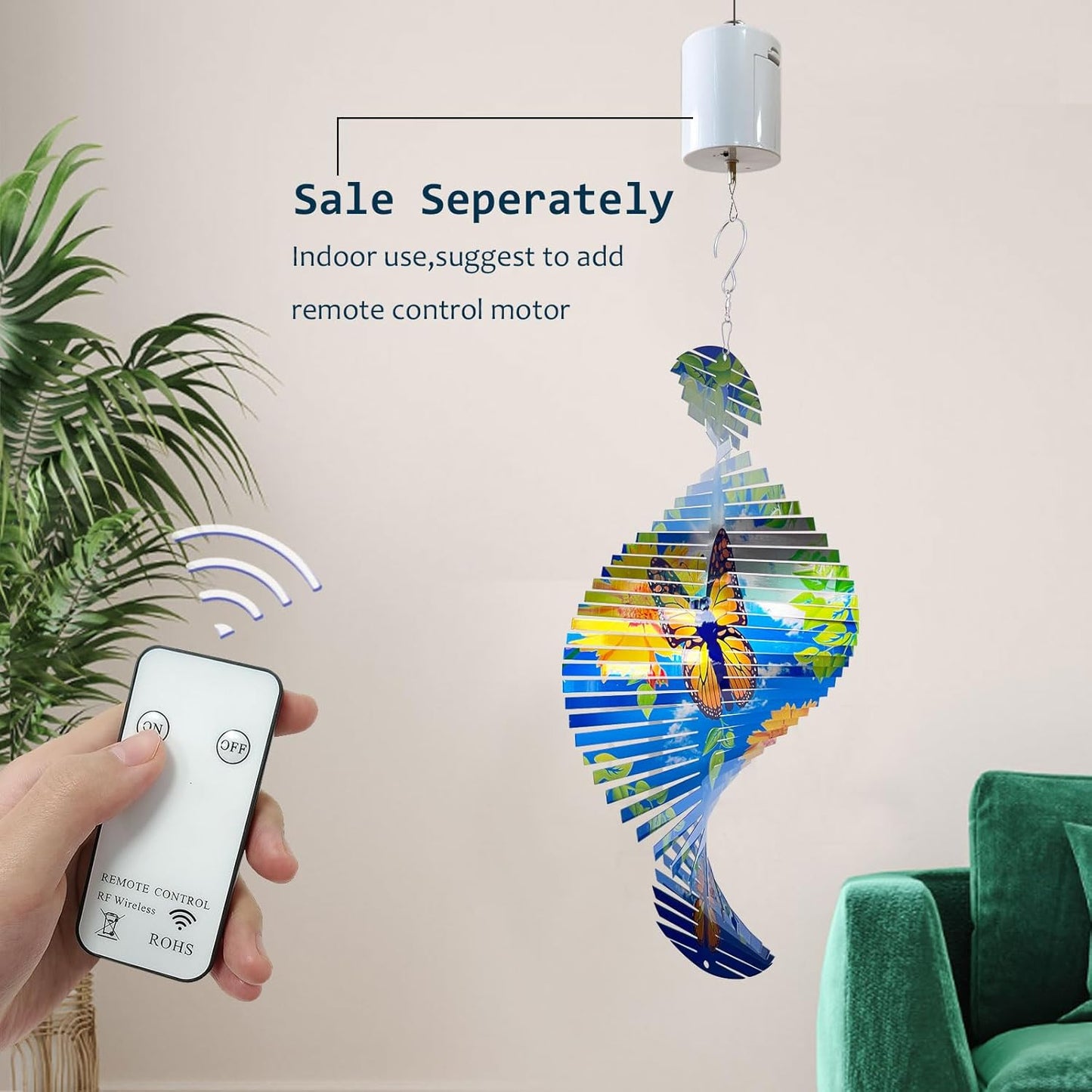 15In 3D Butterfly Wind Spinner - Creates Fluttering Effect, Outdoor & Indoor Hanging Garden Decor, Kinetic Yard Art Ornament - Gift for Women/Mother/Father/Men