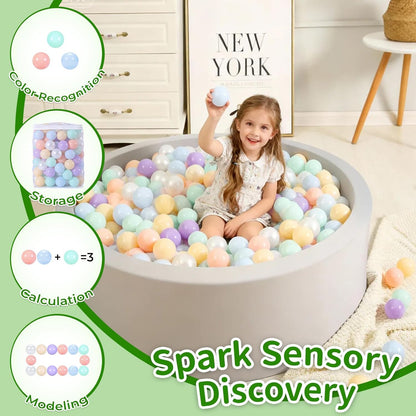 TRENDPLAY Plastic Balls for Ball Pits 2.2 Inch, Pack of 50 100 200 500 Hollow Balls, Perfect for Toddler Baby Pools,Party,Festival Decoration