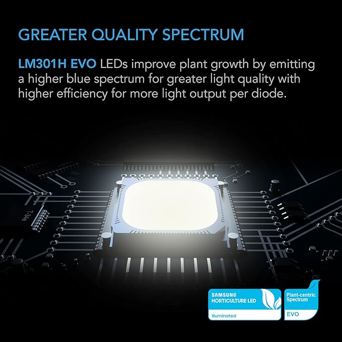 AC Infinity IONFRAME EVO10, Samsung LM301H EVO Bar LED Grow Light 5x5, 3710 Diodes, with Schedule Controller, 1000W Full-Spectrum Commercial Plant Lights for Indoor Growing in Grow Rooms & Greenhouses