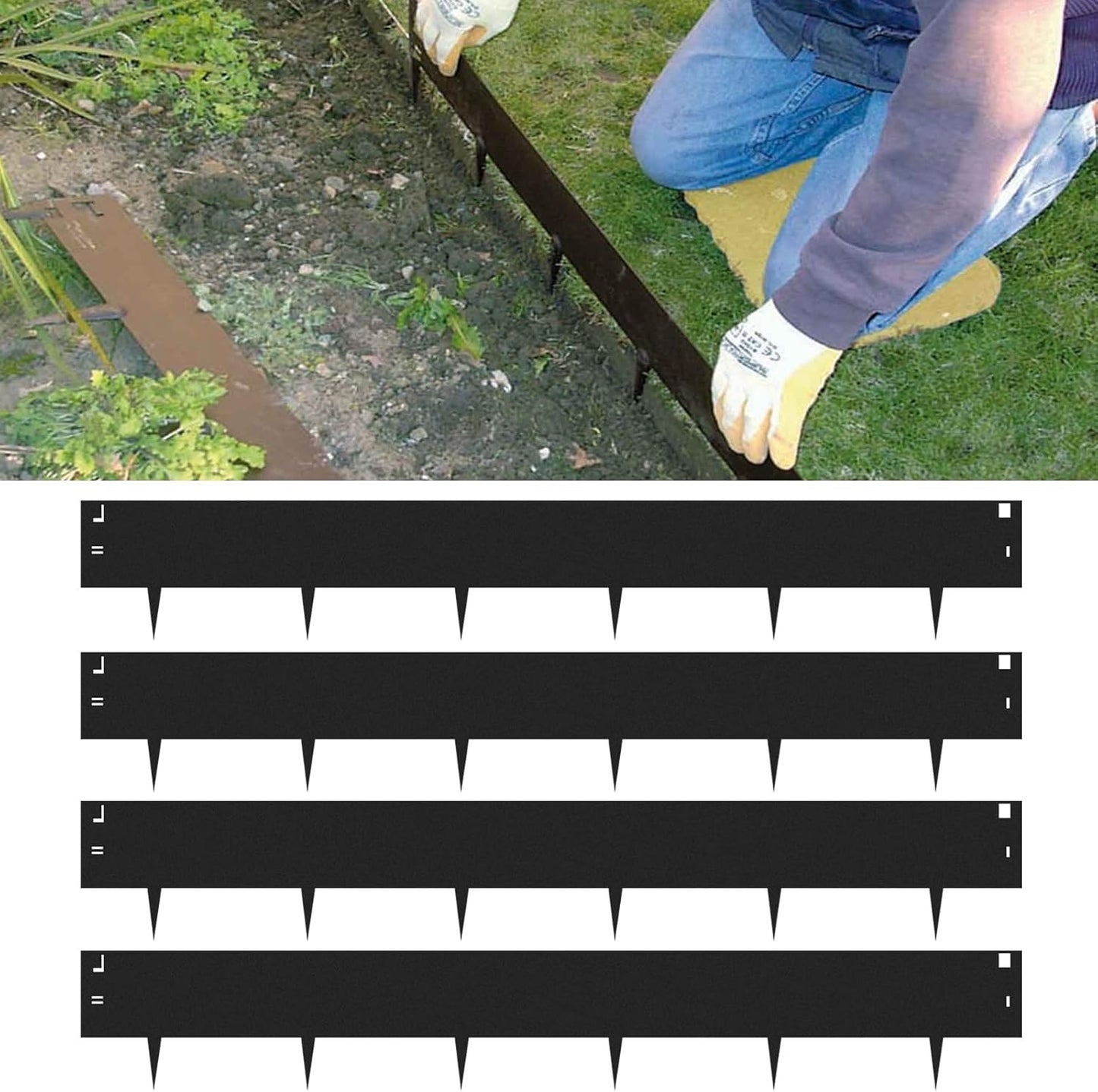 5Pack Galvanized Steel Landsacpe Edging,40“/L x 6.5"/H No Dig Edging for Landscaping,Garden Edging Lawn Border for Yard Pathway Divider(33FT Total Length)
