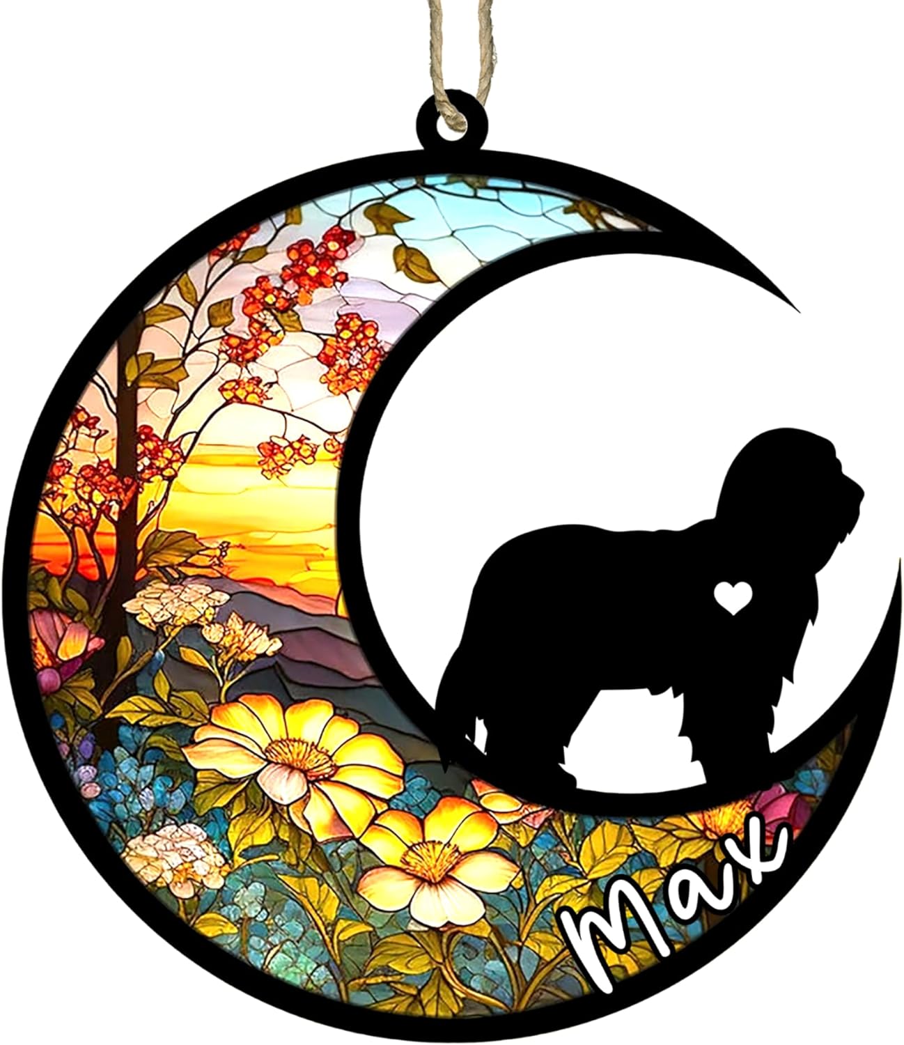 Personalized Dog Memorial, Custom Name Bearded Collie Dog Christmas Ornament with Name, Custom Breeds, Pet Loss Light Catcher, Gifts for Lovers Loss of Pet Sympathy on Mothers Day Christmas