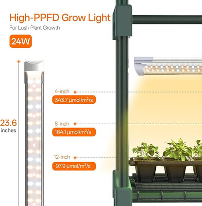 Bstrip Indoor Greenhouse with Grow Light, 5-Tier Large Green House, 5Pcs Grow Lights for Seed Starting with Timer, PVC Tent with Airflow Windows, Indoor Greenhouse Cabinet 40.2x18.9x74.8in