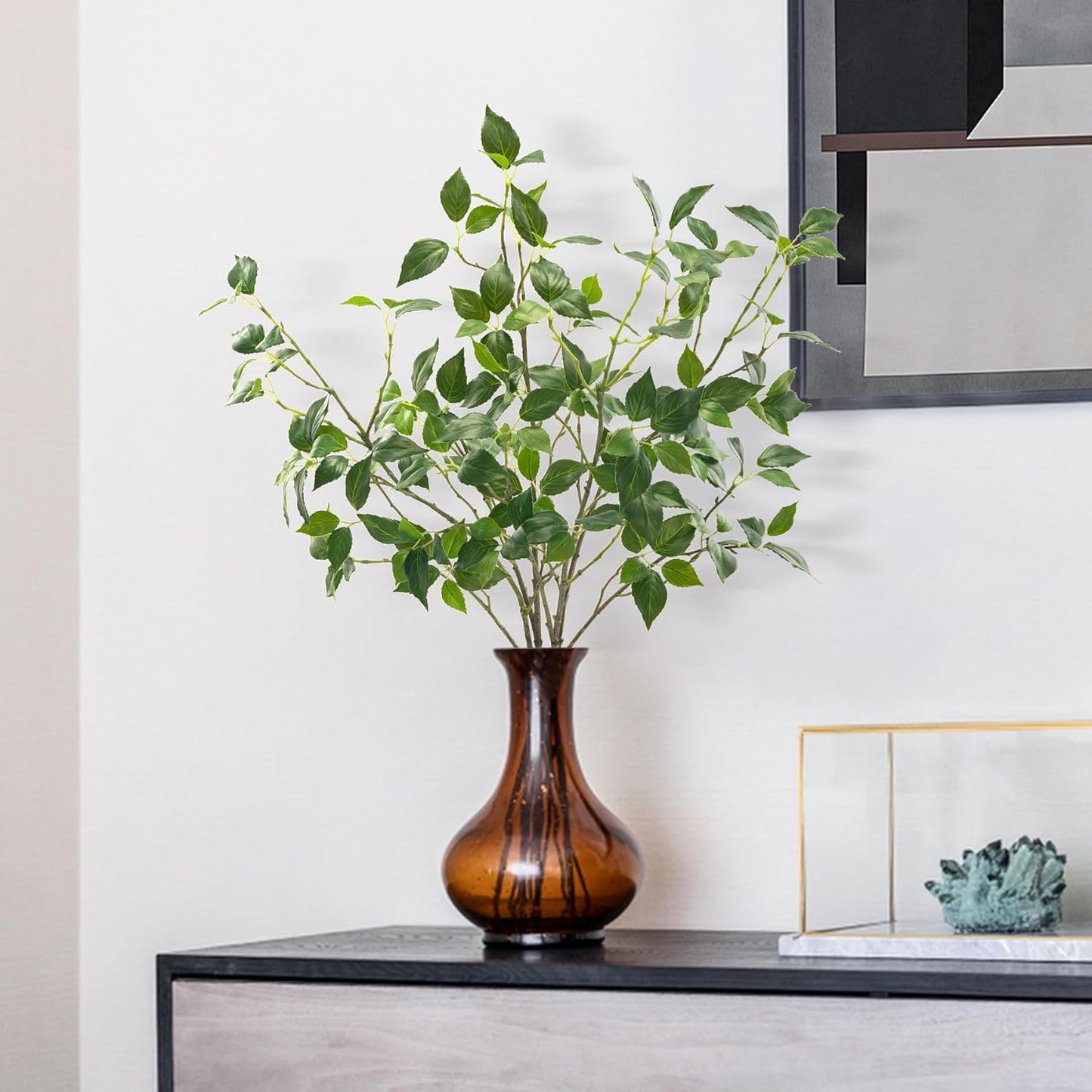 Eucalyptus Stems 32"Fake Plants Eucalyptus Greenery For Vase Artificial Plants Indoor Bay Leaves Bathroom Decor Fake Leaves Greenery Stems Eucalyptus Leaves Dining Room Decor Nordic Decor(4pcs)