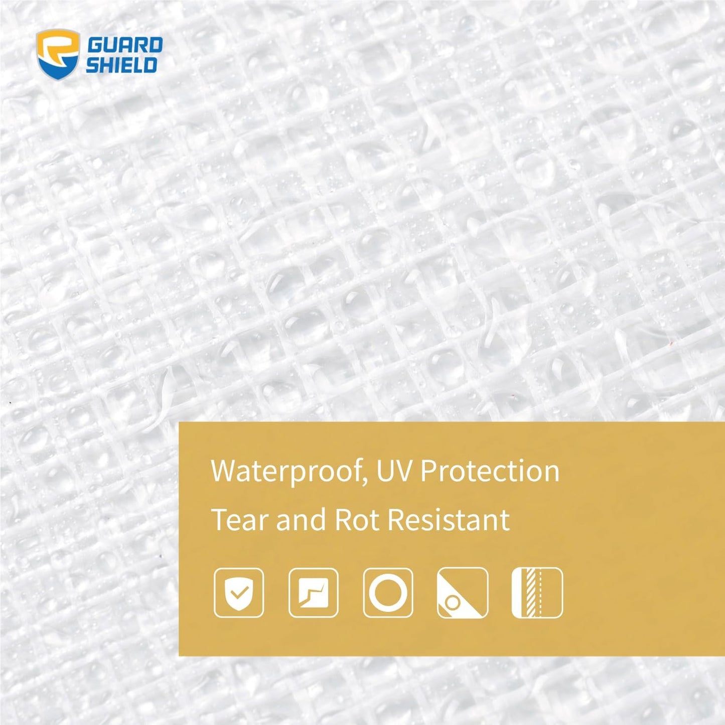 GUARD SHIELD Clear White Tarp Heavy Duty 16x16 Feet Waterproof for Greenhouse Outdoor Garden Poly Cover UV Resistant 3x3 Weave 10mil
