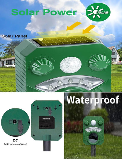 Cat Squirrel Repellent Outdoor Electric Devices with Motion Sensor,Animal Scare Away Raccoon Rabbit Deterrent Deer Armadillo Fox Coyote Skunk Repellent for Yard Patio Lawn Garden