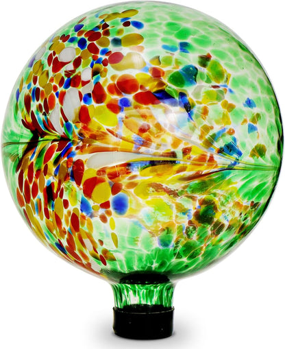 10 Inch Gazing Balls for Garden, Hand Blown Indoor Outdoor Glass Garden Globes Balls for Outside Festive Yard Lawn Ornaments Decoration (Green)