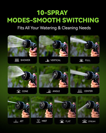 RAINPOINT Full-Metal Garden Hose Nozzle, Heavy Duty Water Hose Nozzle Sprayer With 10 Adjustable
