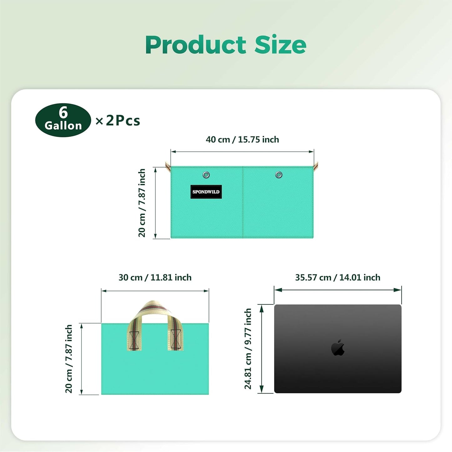 2 Pcs 6 Gallon Rectangle Grow Bags for Growing Potatoes, PE Pots Potato Pots Growing Containers Potato Planter Potato Planter for Growing Potatoes, Green