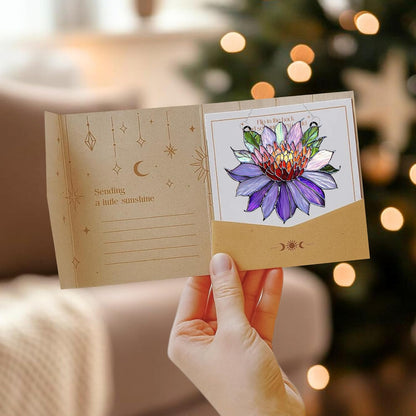 Purple Water Lily Flower Acrylic Suncatcher Stained Glass Effect Window Car Hanging Christmas Ornament Indoor Outdoor Decor Garden Sun Catcher Panel Flower Lover for Women Mom Grandma