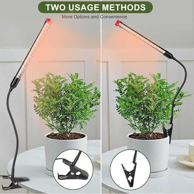 4-Pack Clip Grow Lights for Indoor Plants with Timer 4,8,12 Hr, 9W Power Home Plug, FECiDA 2025 Brightest Mini LED Grow Light for Bonsai, Pot Plants, Small Full Spectrum Plant Growing Lamps