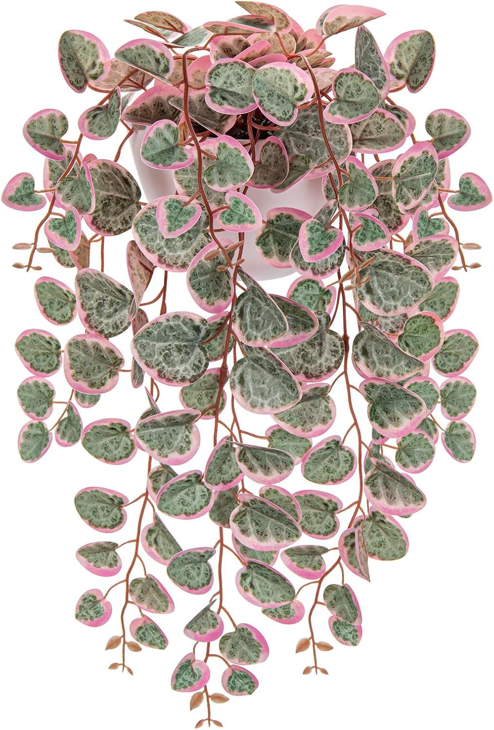Briful Faux Hanging Plants 17'' Artificial String of Heart Vines with Semicircle Wall Mount Planter Fake Draping Plants for Home Office Room Shelf Wall Hanging Decor