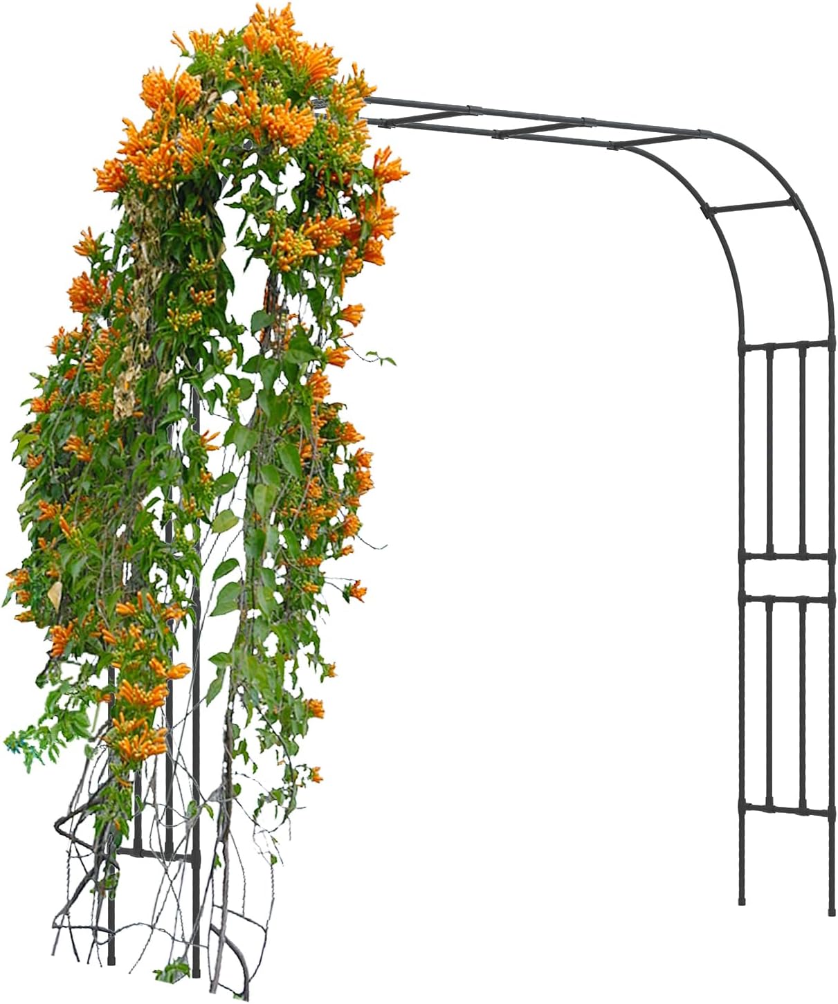 Metal Garden Arch - Length: 98.5in, Wide: 15.8in Garden Arches Trellis for Climbing Plants Outdoor - Garden Arch for Lawn, Party, Ceremony Wedding Decoration (Black)