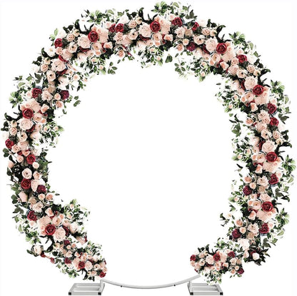 6.5FT Tall X 6.5FT Wide Metal Ring Arch for Outdoor Party Backdrop Decoration (with Ground Anchors, Screwdriver, and Instructions)