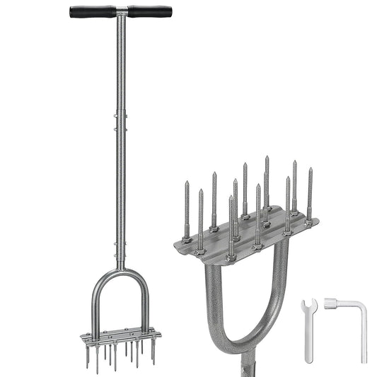 Lawn Aerator Tool, 43.3" Pre-Assembled Lawn Aerator with 12 3.5" Lengthened Iron Spikes, Efficient Manual Grass Spikes Aerator for Yard Aerating, Garden Tools, Easy to Use