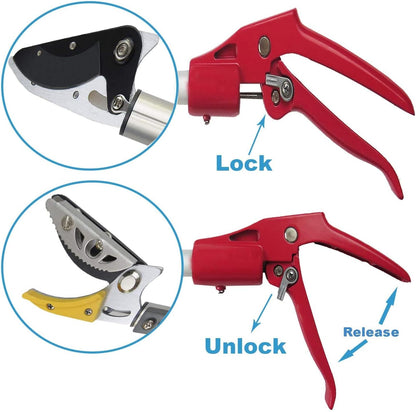 7.6-13 Foot 2 Sections Extendable Tree Trimmers with 4 Nodes Adjustment, Cut and Hold Pruners, Long Reach Pole Saw Pruning Shears, Telescopic Fruit Picker, Branch Clippers Garden Bypass Loppers