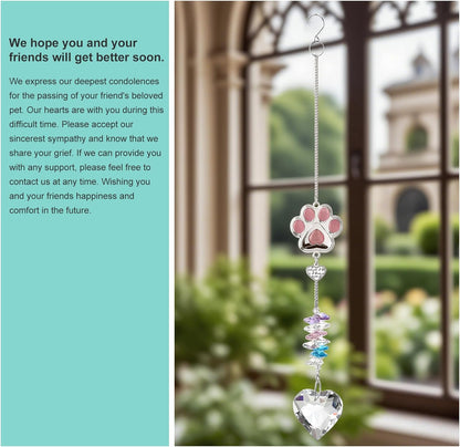 Funoasis Unique Gifts Crystal Suncatcher Dog & Cat Memorial Gift for Loss of Pet Window Hanging Home Decoration (Pink)