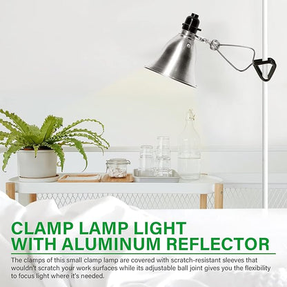 Simple Deluxe Clamp Lamp Light 60 Watt with 5.5 Inch Aluminum Reflector (no Bulb Included), 6 Feet Cord, 2 Pack, Black, New Version