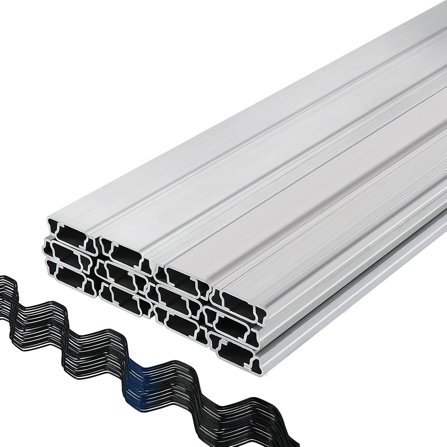 VEVOR Greenhouse Spring Wire and Lock Channel 30 Packs, 6.56 ft PE Coated Aluminum Alloy Bundle Kit, Plastic Poly Film or Shade Cloth Attachment w/Screws, Silver