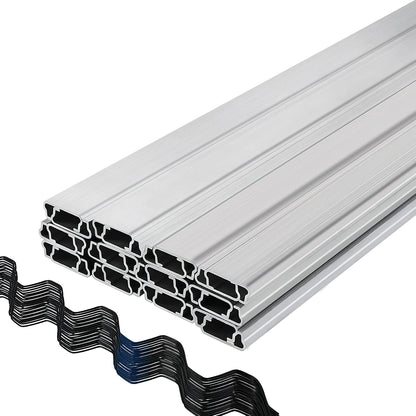 VEVOR Greenhouse Spring Wire and Lock Channel 30 Packs, 6.56 ft PE Coated Aluminum Alloy Bundle Kit, Plastic Poly Film or Shade Cloth Attachment w/Screws, Silver