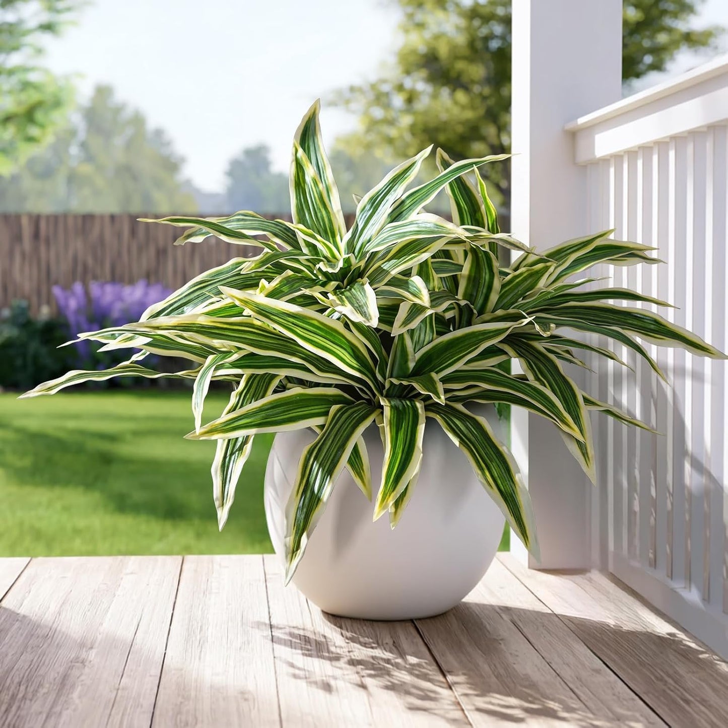 4 Pcs Artificial Greenery Stems Dracaena Faux Branches Artificial Plants Realistic Fake Dracaena Greenery Realistic Plants for Indoor Outdoor Porch Patio Home Office Living Room Decor (Yellow)