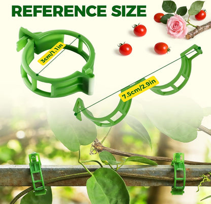 100 PCS Plant Support Clips, Reusable Garden Clips Secured Plastic Plant Clips for Climbing Plants, Tomato Clips for String Trellis Outdoor Indoor Plant Flowers Stem Vine Fixing Clips (Green)