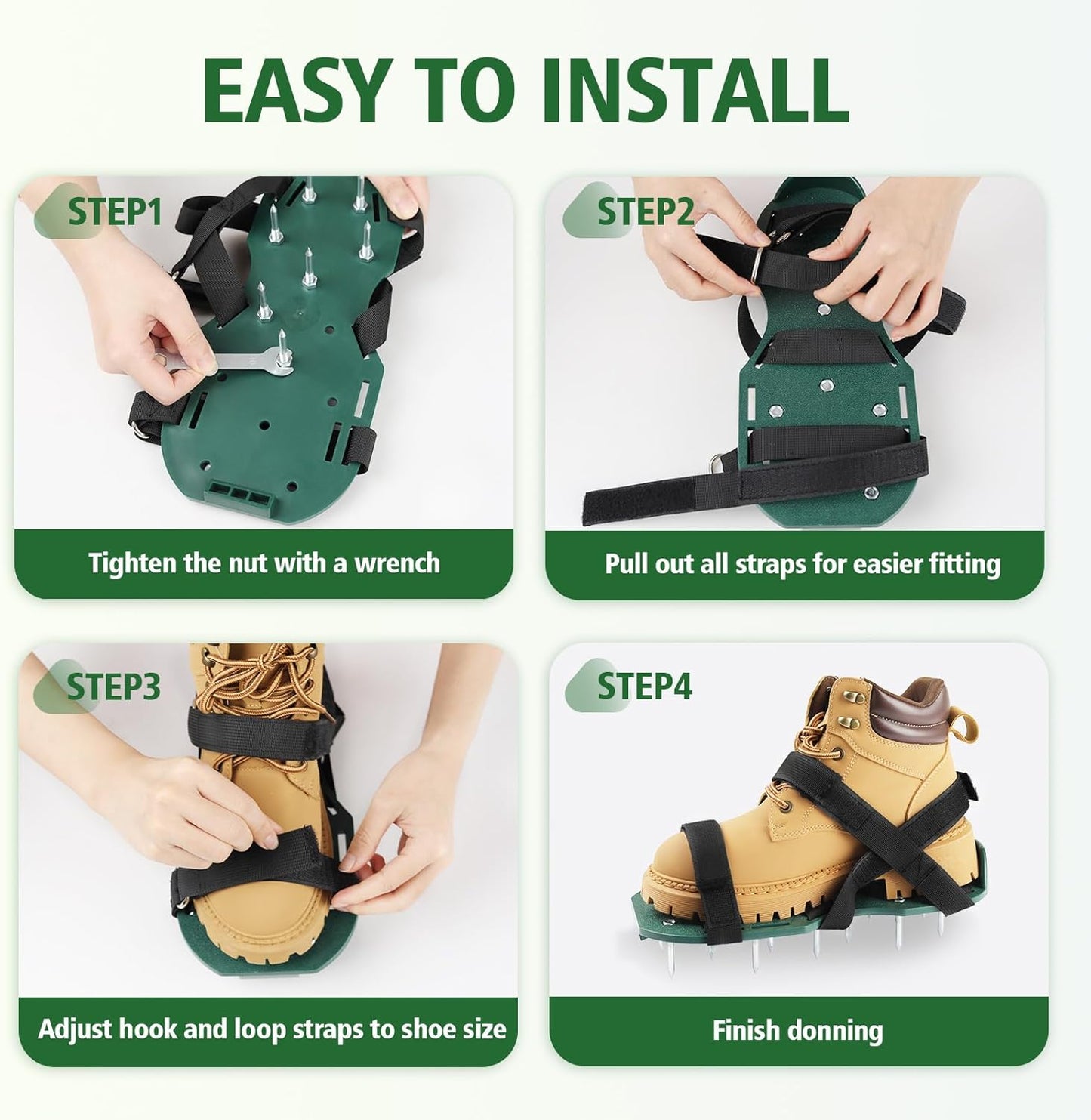 Lawn Aerator Shoes for Grass, Lawn Aeration Shoes with Adjustable Hook Loop Straps and Heavy Duty Spike, Soil Aerator Tool for Aerating Patio Yard Garden