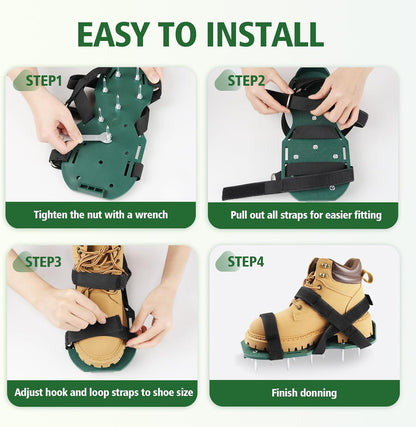 Lawn Aerator Shoes for Grass, Lawn Aeration Shoes with Adjustable Hook Loop Straps and Heavy Duty Spike, Soil Aerator Tool for Aerating Patio Yard Garden