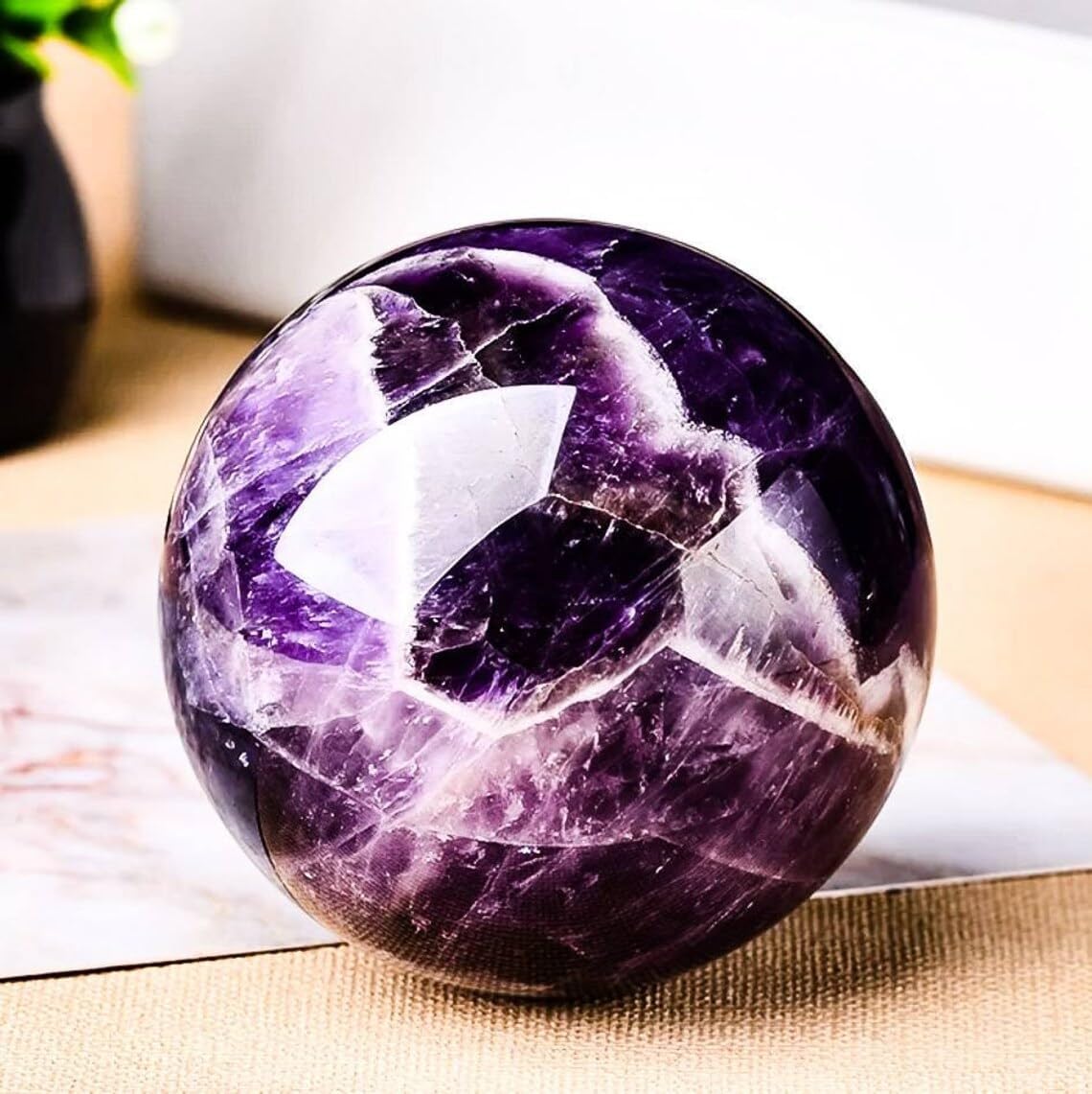 Natural Crystal Ball,Crystals Sphere Healing Crystal Ball with Stand (Amethyst, 900g)