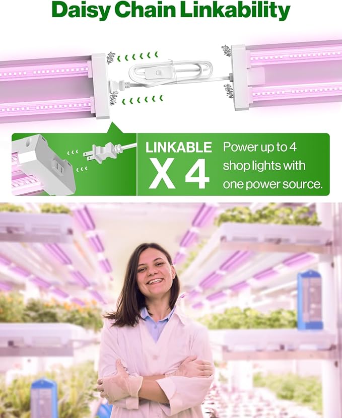 Sunco 4FT LED Grow Light for Indoor Plants 40W, Full Spectrum, Hanging Suspended Fixture, Linkable, Plug in, Greenhouse Year Round for Indoor Plants Seedlings Vegetables Flowers 4 Pack